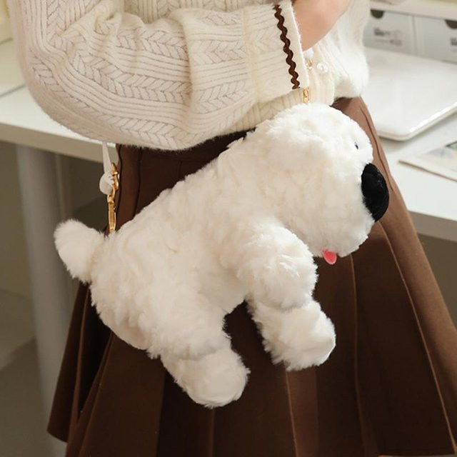 Kidsly Hunderucksack Plüschtier, weiß, 25 cm, ab 14 Jahren - Bild 1