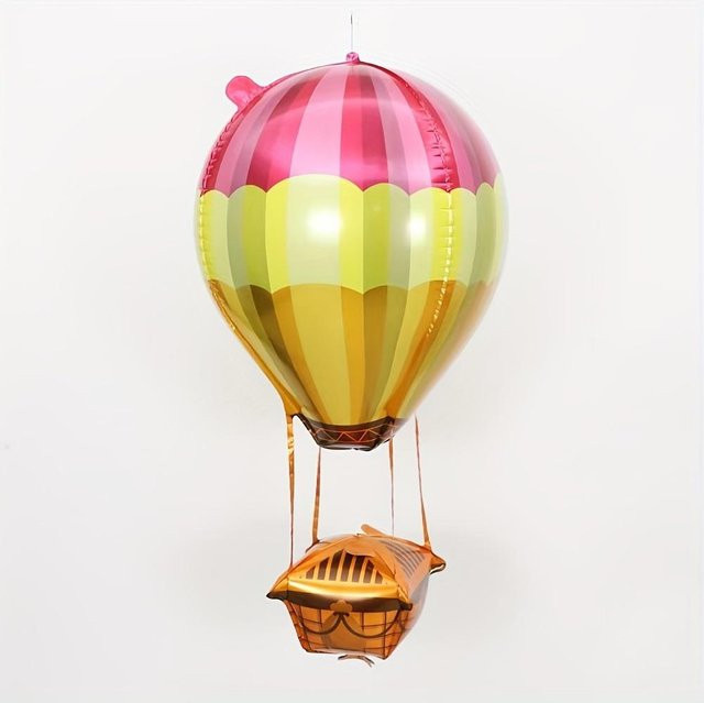 4er-Pack Regenbogen Heißluftballon Aluminiumfolienballons mit Streifen-Farbverlauf in Multicolour von Bag In Love für Geburtstagsfeiern und Events - Bild 1