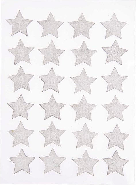 Rico Design Holzsticker Adventskalender Sterne in Silber - Bild 1