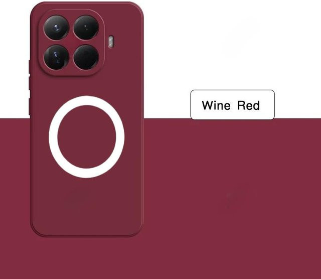 Magnetische flüssige Silikon-Schutzhülle mit Kameraschutz für Xiaomi 14, 13 Pro, 14T, 15T und 17 in Weinrot - Bild 1