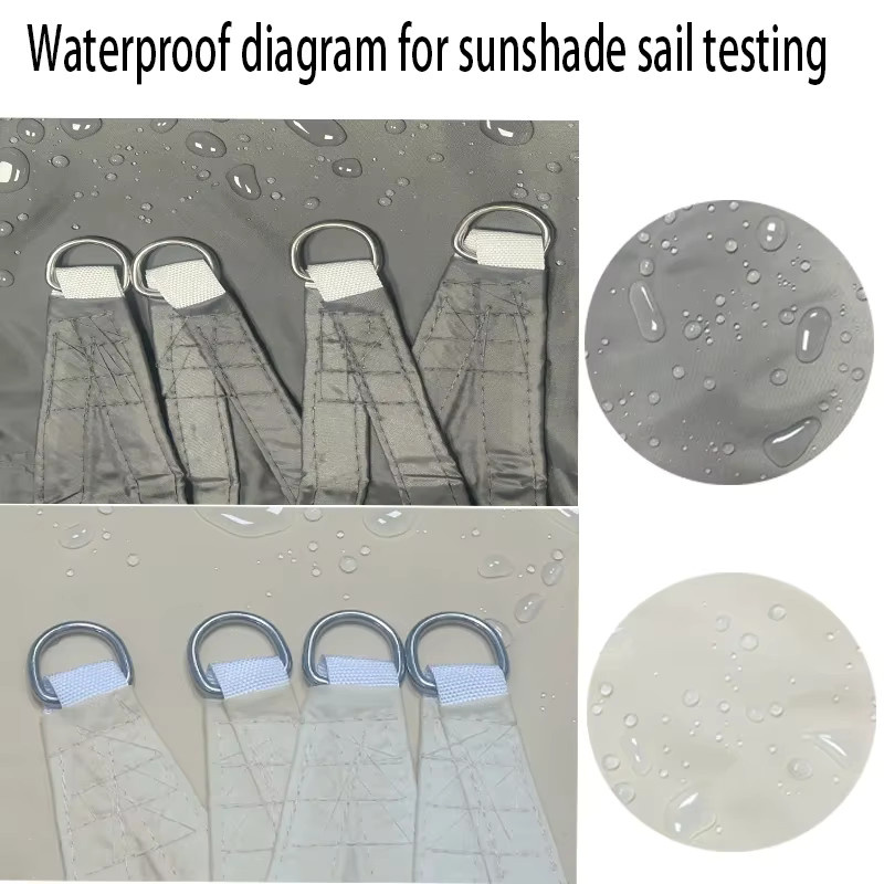Wasserdichte Sonnenschutz-Segelmarkise aus Polyesterfaser in Grau-Beige für Garten, Innenhof, Camping und Schwimmbad - Bild 4