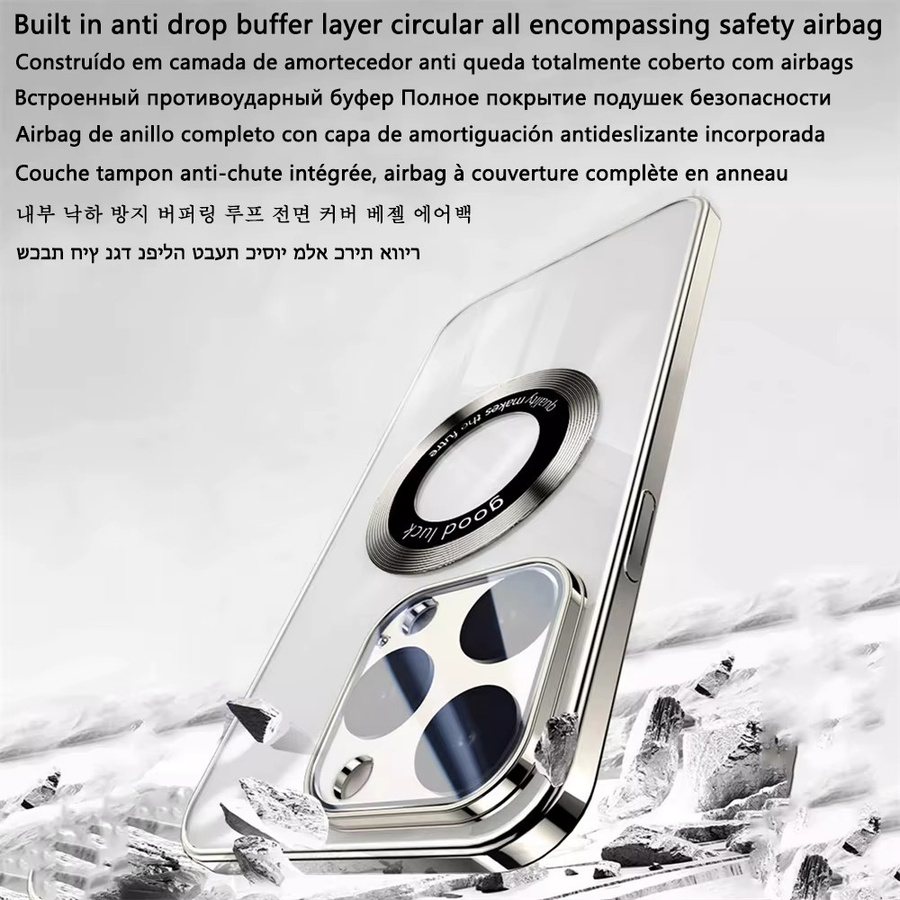 Bajasu MagSafe Magnetism Schutzhülle für iPhone 16 15 14 13 12 Pro Max Plus mit Apple Logo Vergrößerung und Elektroplatte Vollrückseite in Transparent/Purple - Bild 2