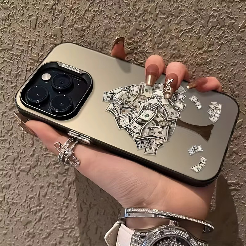 Galvanisierte TPU-Handyhülle mit Glücksgeldbaum-Muster in Schwarz für iPhone Modelle - Bild 2