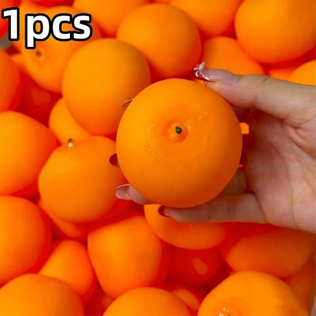 Quetschbare Orange, Fidget Spielzeug, Stressball, ASMR Sensorisch, Orange - Bild 1