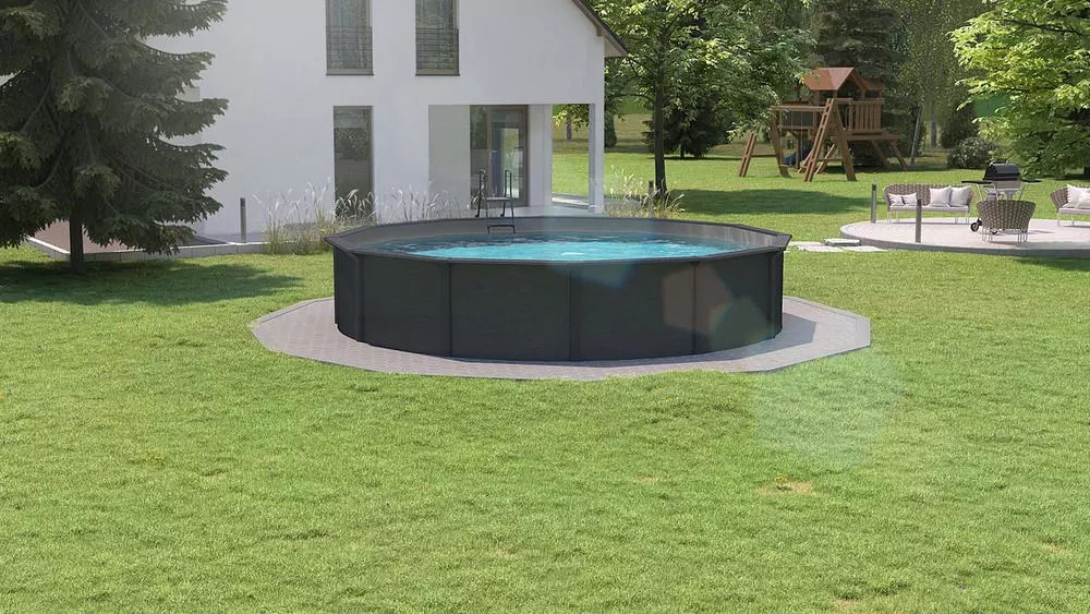 Steinbach Stahlwand Swimming Pool Set Nuovo de Luxe, anthrazit / silbergrau, Durchmesser: 550 cm, Höhe: 120 cm - Bild 3