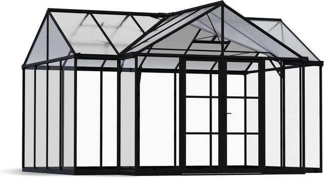 Canopia Triomphe Gardenchalet Gewächshaus in Schwarz mit Fundamentrahmen und Polycarbonat-Verglasung, 16 m² - Bild 1