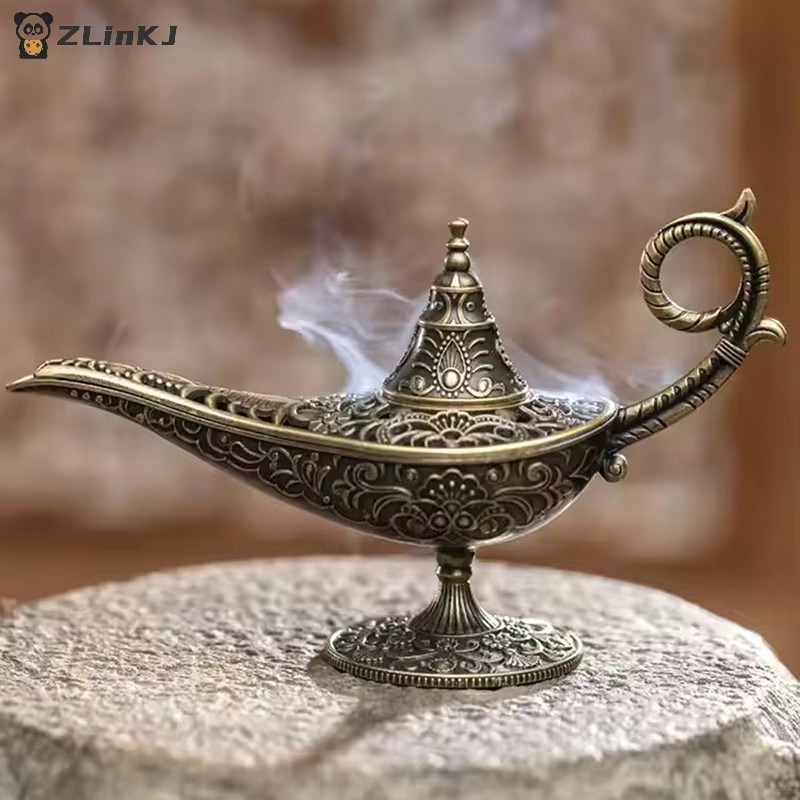 JETTING Antikes Räuchergefäß aus Metall in Gold mit floralem Design im Aladdin-Stil zur Luftreinigung und Heimdekoration - Bild 2