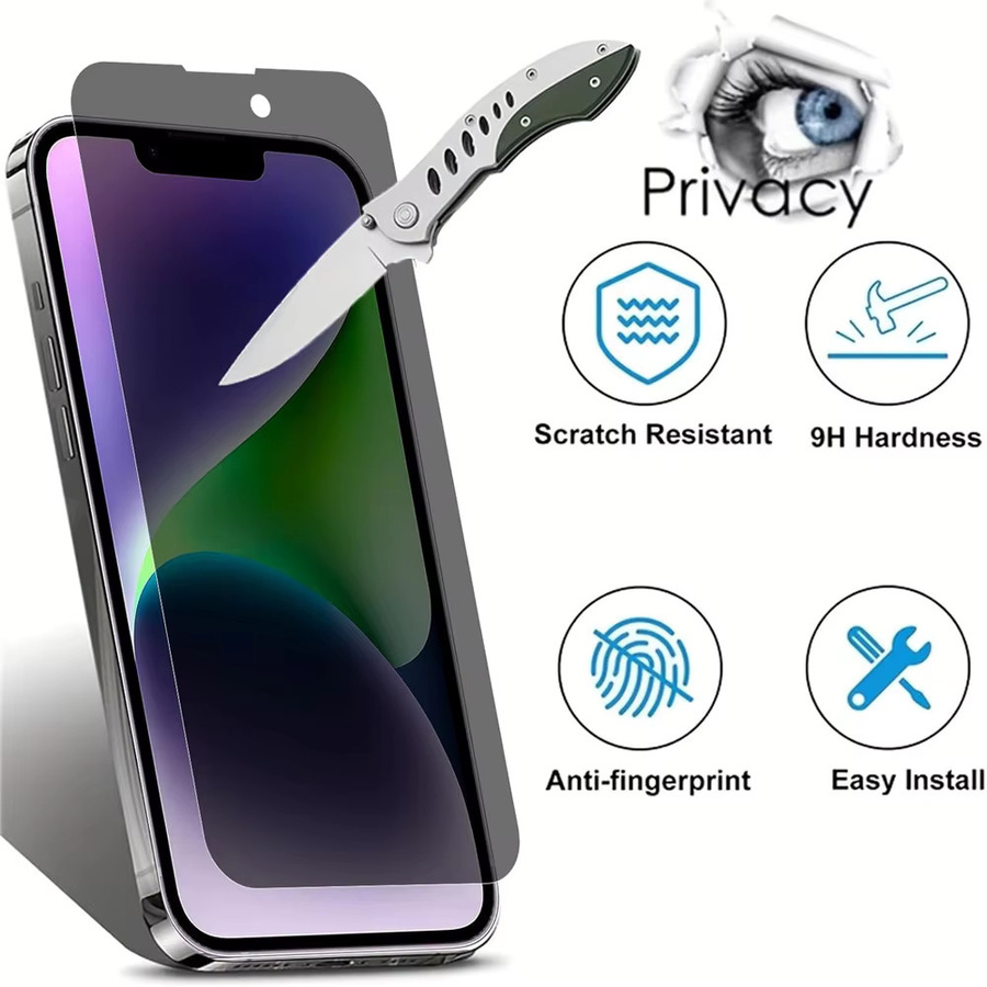 3er-Set Privacy Bildschirmschutz aus gehärtetem Glas für iPhone 18 17 16 15 14 Pro Max Anti-Spion Schutzfolie in Transparent - Bild 3