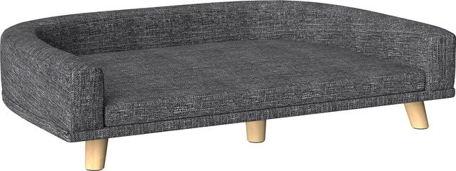 PawHut Hundesofa für große Hunde mit Kiefernholzbeinen und waschbarem Kissen, Dunkelgrau, B: 98 cm, T: 67 cm, H: 25 cm - Bild 1