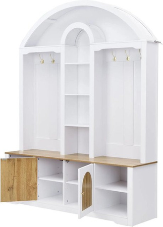 okwish Garderobenschrank mit Schuhregal und Haken in Weiß, B/T/H: 150 x 40 x 195 cm