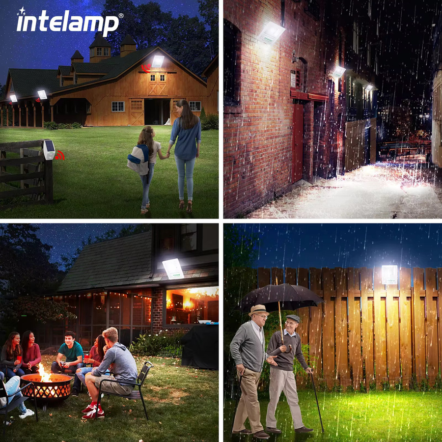 Intelamp Solar Flutlicht mit Bewegungsmelder und Fernbedienung, 3000 Lumen, Wasserdichtes Outdoor Solarlicht in Weiß für Garten, Wand und Hof - Bild 2