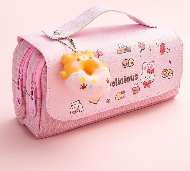 Yiran Furniture Kawaii 3D Stiftetui Pink mit wasserdichtem Design und Zip-Verschluss für die Schule - Bild 1