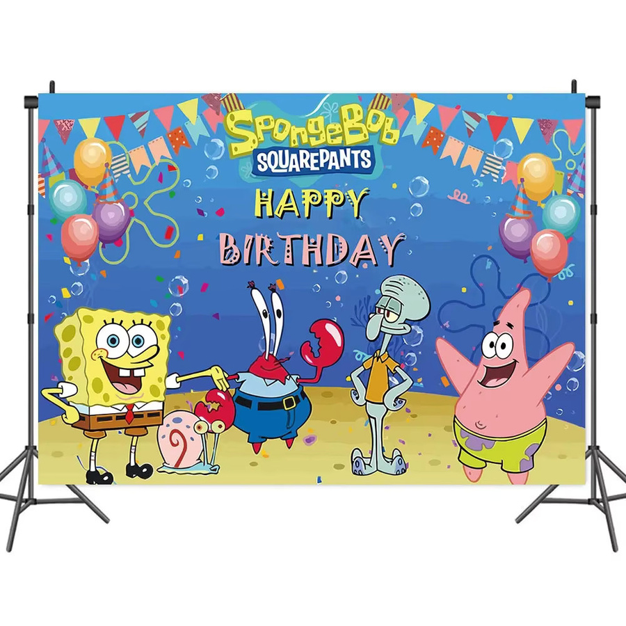 SpongeBob Schwammkopf und Patrick Star Vinyl Wandbehang als Fotohintergrund für Kindergeburtstage und Partys - Bild 2
