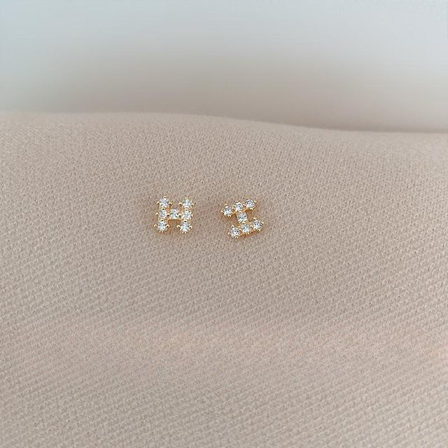 Lucky Star Jewelry Ohrstecker H Buchstabe, Gold, Zirkonia, Damen - Bild 1