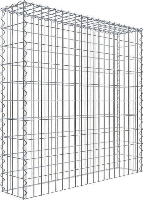Gabiona Gabione-Anbaukorb Typ 3 aus Stahl in Silbergrau, B/T/H: 100 x 100 x 20 cm, Maschenweite: 5 x 10 cm - Bild 1