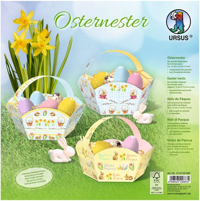 URSUS Osterkörbchen aus Papier, 6er Set, Bunt/Mehrfarbig - Bild 1