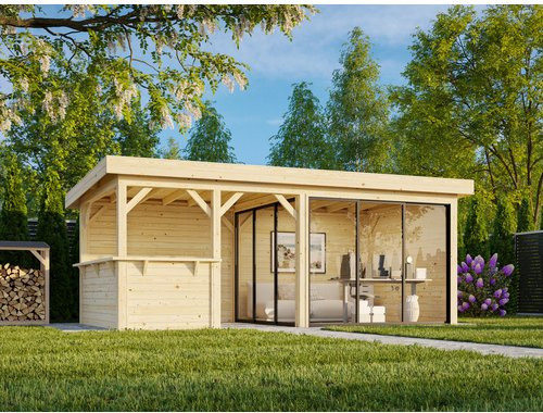 Palmako Pavillon Lenna Set 407 Slide aus Fichtenholz in Braun, B/T/H: 588 x 300 x 245 cm - Bild 3