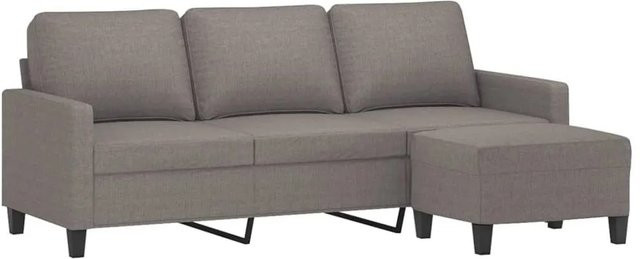 vidaXL 3-Sitzer-Sofa mit passendem Hocker in Taupe, modernes Stoffsofa für das Wohnzimmer - Bild 1