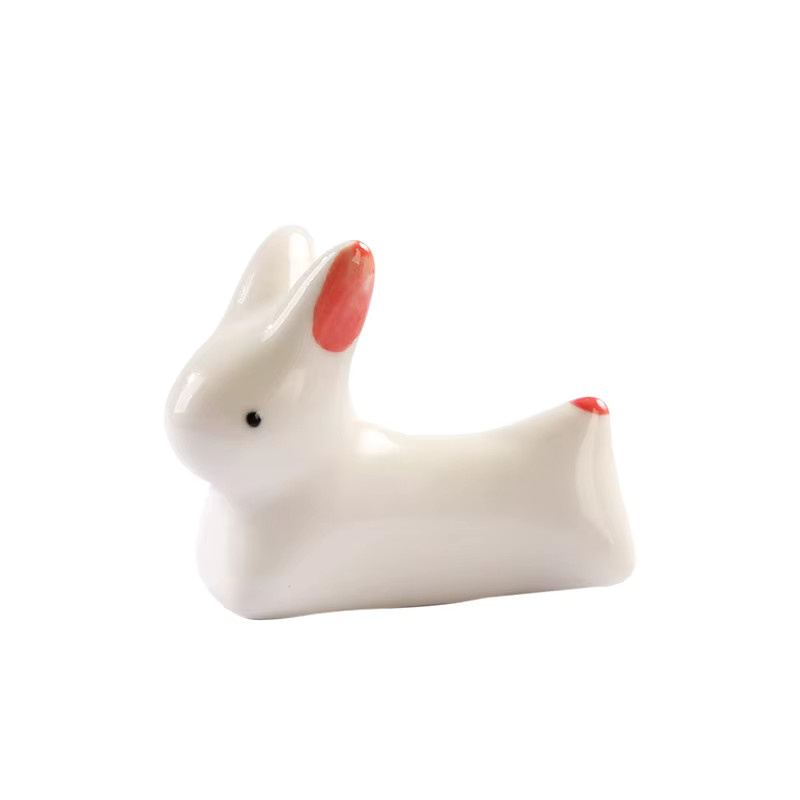 Keramik-Hasen-Stäbchenhalter im japanischen Zakka-Style, Weiß - Bild 2