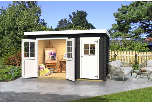 WEKA Gartenhaus 254 aus Holz in Grau, B/H/T: 390 x 222 x 246 cm - Bild 1