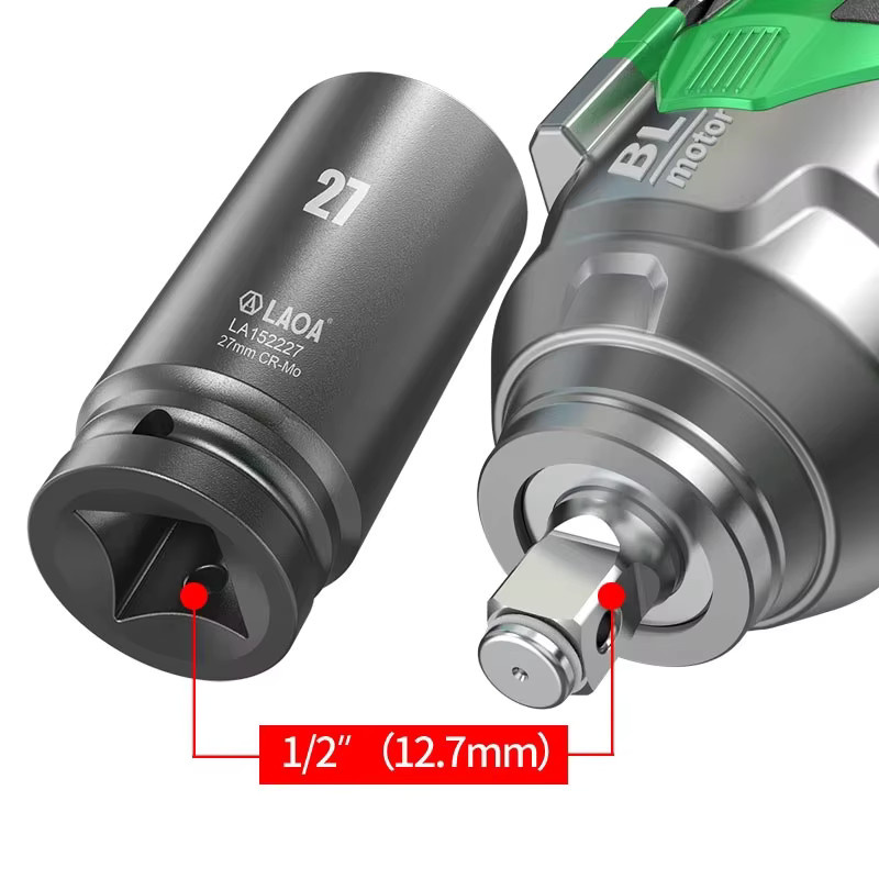 LAOA 1/2 Zoll Innensechskantschlüsselkopf Schwarz, tiefe Hülse für Ratschenschlüssel, Bohrer und Drehmomentschlüssel, 17–32 mm - Bild 3