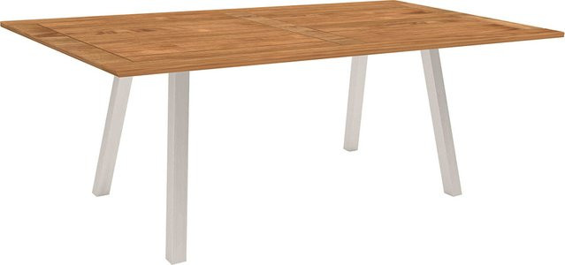 Stern Interno Esstisch mit Teakholzplatte und Edelstahlgestell, Braun, B: 180 cm, T: 100 cm - Bild 1