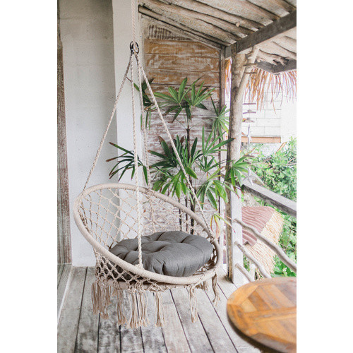 Garden Pleasure Hängesessel Barbuda in Weiß mit Kissen aus Stahl und Stoff, B/H/T: 80 x 125 x 60 cm - Bild 2