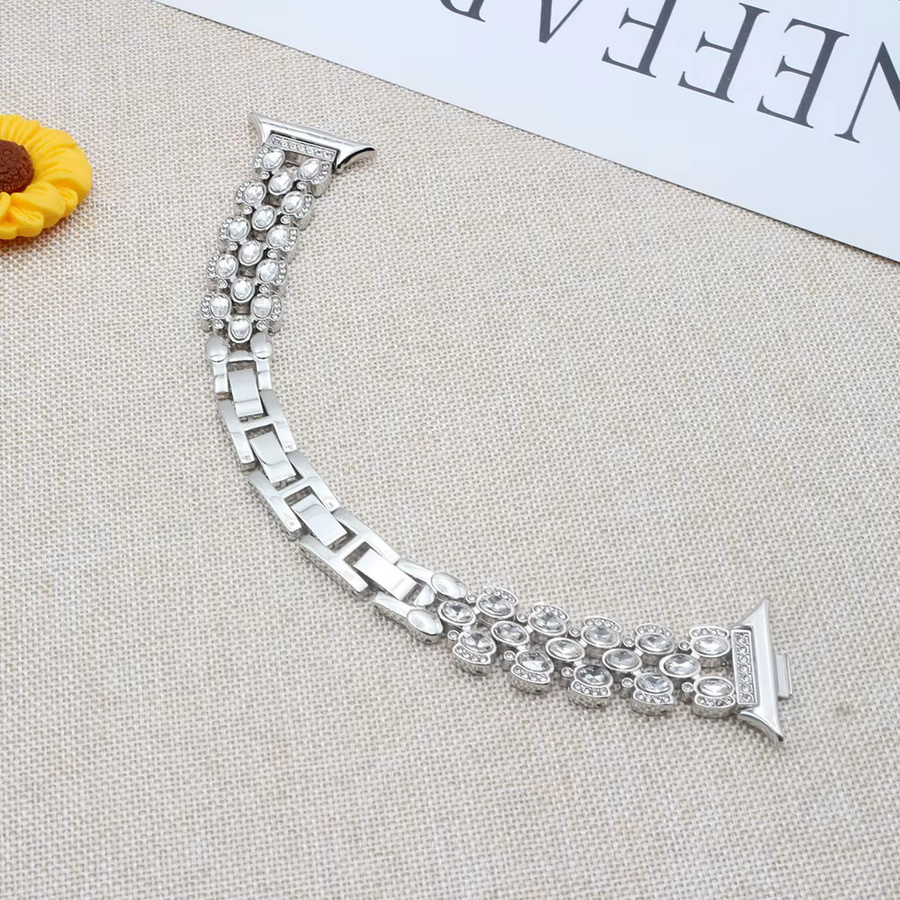 Uhrenarmband Edelstahl, Silber, Kristall, Damen - Bild 2
