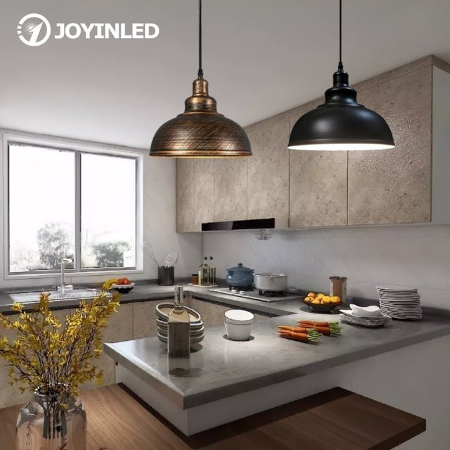 JOYINLED Pendelleuchte im Retro-Nordic-Industriestil aus Metall, Esstisch Lampe mit Kuppel-Design in Bronze und Schwarz - Bild 1