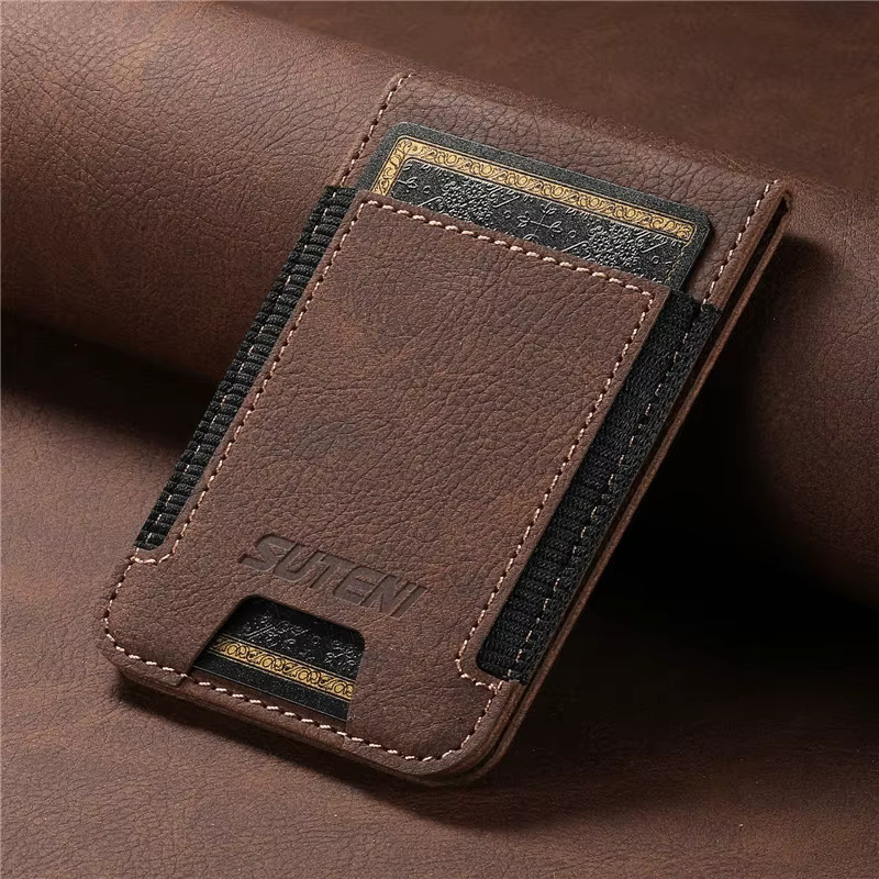Eucagr Lychee Leder Handyhülle mit Kartenhalter und DIY Kartenfach für iPhone 15 14 13 12 11 XS XR SE 8 7 in Braun - Bild 6