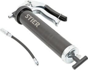 STIER Einhand-Fettpresse aus Aluminium mit Nylonschlauch in Schwarz - Bild 1