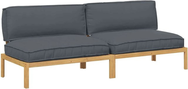vidaXL Gartenmöbel Set aus Akazienmassivholz in Anthrazit mit 2-Sitzer Sofa und Lounge Sessel, B/T/H: 240 x 92 x 69 cm - Bild 1