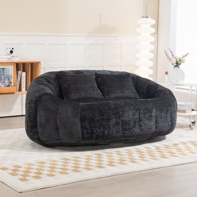 MUVOE Sitzsack Sofa mit hoher Rückenlehne aus schwarzem Chenille - Bild 1