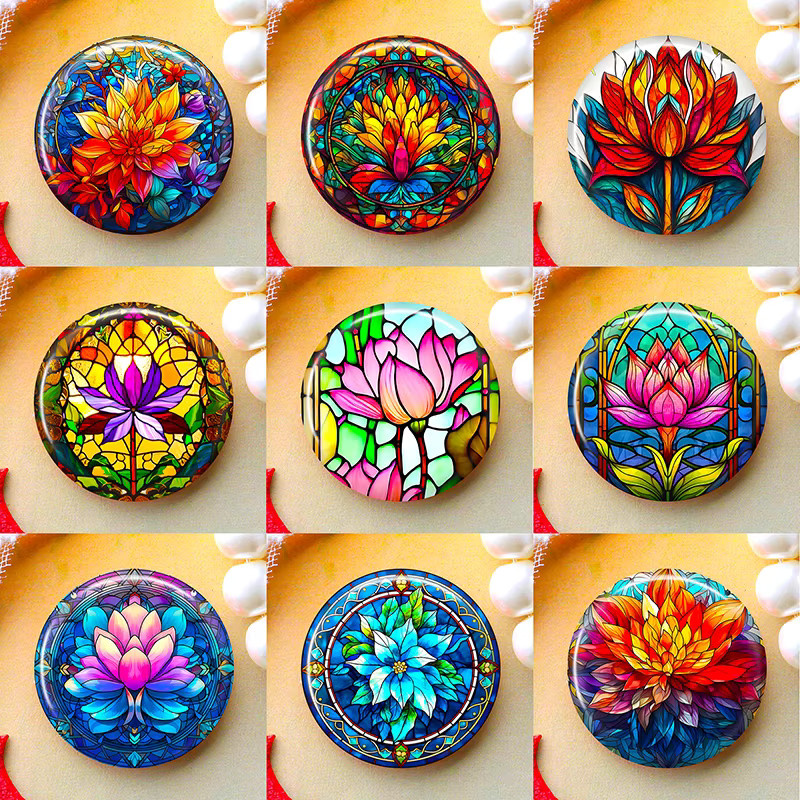 JiangXuan Anhänger Zubehör, Foto-Glascabochons, Runde Kamee-Sets, Bunt, Unisex - Bild 1