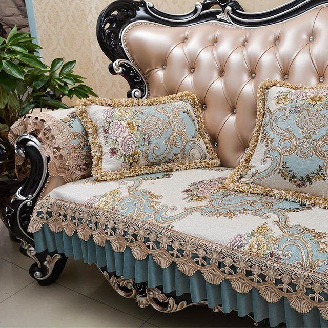 Rutschfester Sesselbezug von BC-Warm Home aus floralem Jacquard-Stoff in Multicolour, B/B/H: 80 x 75 cm - Bild 1