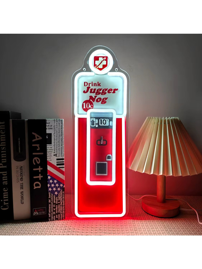 Dimmbares LED-Neonschild im Retro-Getränkeautomat-Design für Bar und Gaming-Raum, Schwarz, Rechteckig, Breite: 43,0 cm, Höhe: 14,5 cm - Bild 5