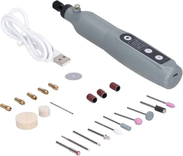 TOMTOP 202-teiliges Mini-Schleifset mit Bohrer und integriertem Licht, grau, tragbares Elektrowerkzeug mit USB-Aufladung - Bild 1