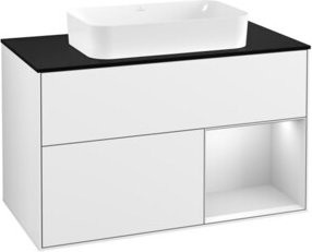 V&B Waschtischunterschrank Finion 100 mit Wandbeleuchtung in Weiß lackiert - Bild 1