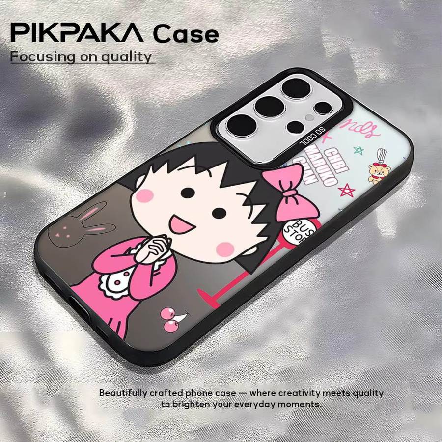 Chibi M-Maruko-Chan Silikon Handyhülle für Samsung Galaxy S25 Edge S24 S23 S22 S21 S20 Ultra in Bunt und Silber - Bild 1