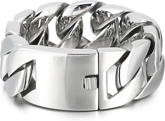 TrustyLan Jewelry Panzerarmband, Edelstahl, Silber, Herren, 23 cm - Bild 1