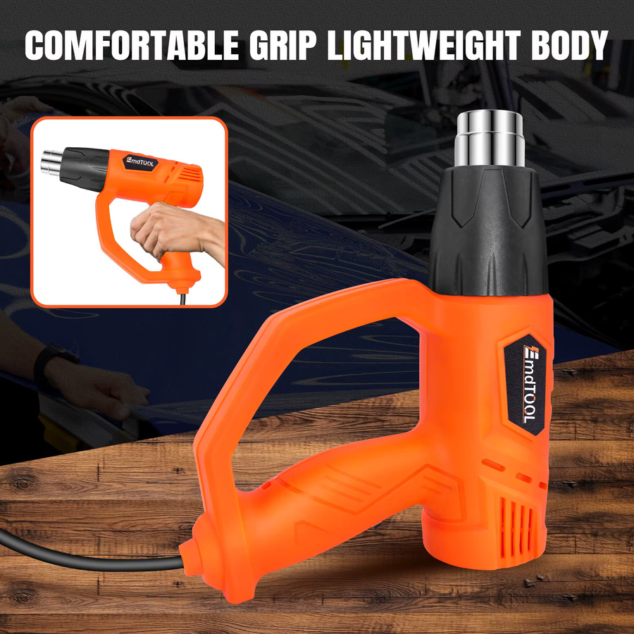 BRIEFNESS Heißluftpistole Set in Orange mit 2000W Leistung, 2 Temperaturstufen (300 °C - 600 °C) und 2 Luftstromgeschwindigkeiten inklusive 4 Düsen - Bild 5
