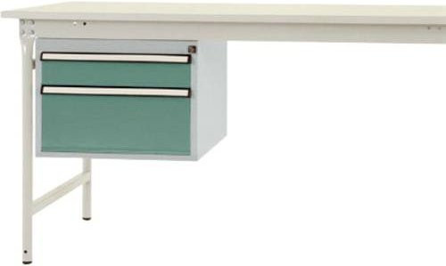 Manuflex ZB4552.0001 Gehäuse-Unterbau stationär in Grün-Weiß mit 2 Schubfächern und Nutzhöhe 300 mm für Tischtiefe 800 mm - Bild 1