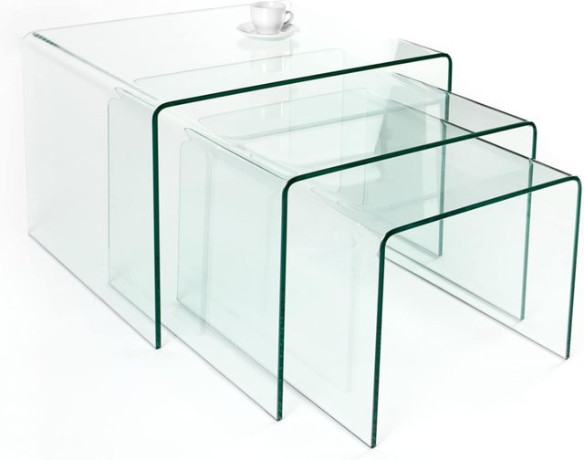 riess-ambiente Couchtisch FANTOME 3er Set aus transparentem Sicherheitsglas, modern, Durchmesser: 60 cm - Bild 1