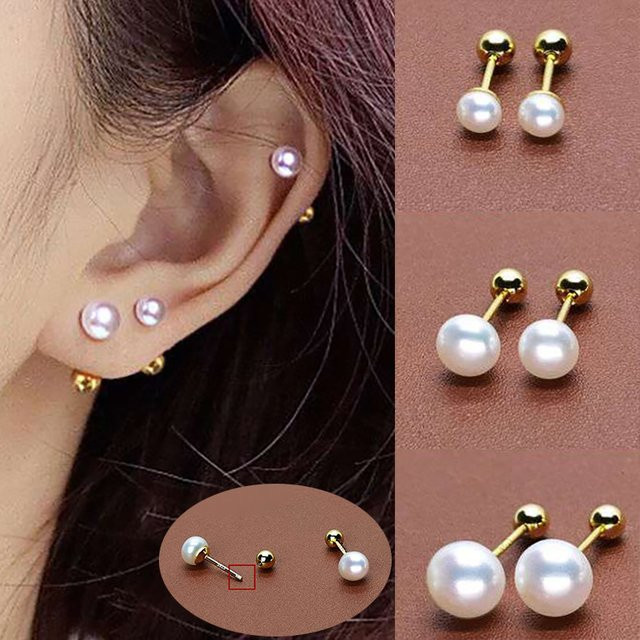 Maodane Ohrringe, Edelstahl, Perle, Piercing Stud, Damen - Bild 1