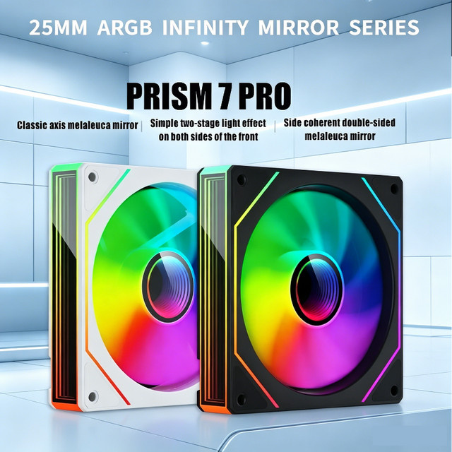 OUYUANSU Prism 7PRO H-Line Gehäusekühlventilator mit Divine Light Synchron 5V ARGB und Ultraschall-Stummschaltung in Weiß - Bild 1