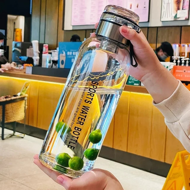 DHDH Glas-Wasserflasche transparent für Outdoor-Sport und Reisen - Bild 1