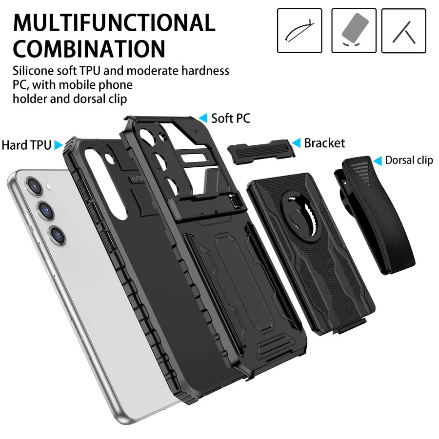 Stoßfeste Schutzhülle für Samsung Galaxy S26 S25 S24 S23 Ultra Plus S24 FE S23 FE mit Gürtelclip und Standfunktion in Schwarz - Bild 4