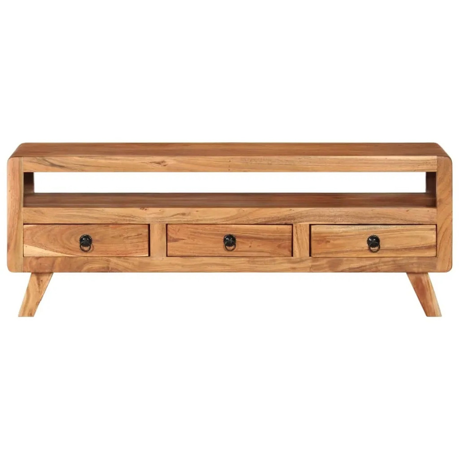 vidaXL TV-Schrank aus Massivholz Akazie in Braun im Mid-Century Design, B/T/H: 110 x 30 x 40 cm - Bild 2