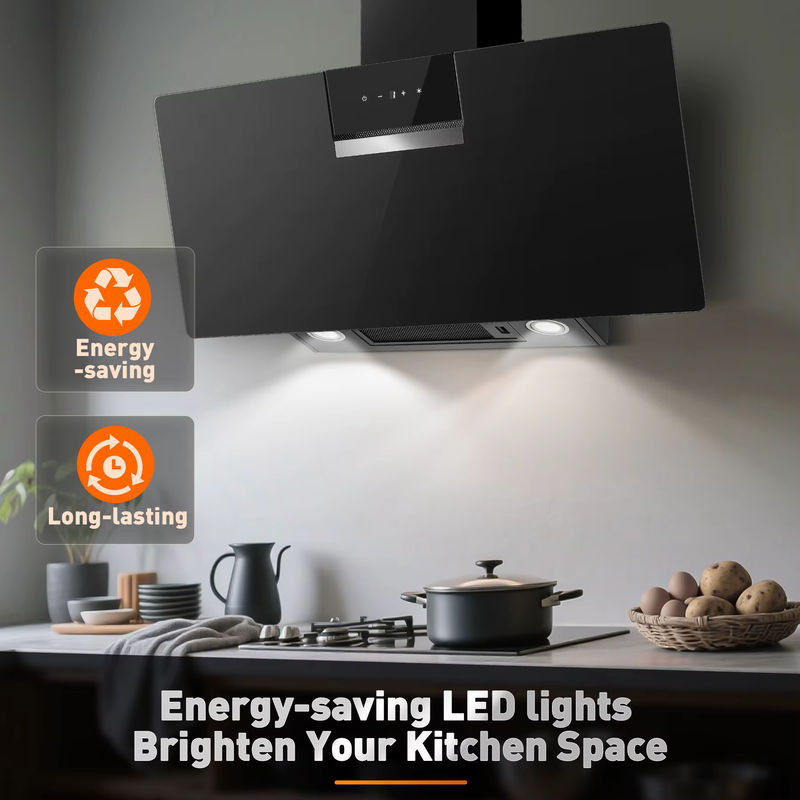 TopStrong Wandmontierte Dunstabzugshaube in Schwarz mit 800 m3/h Luftleistung, A+++ Energieeffizienz, LED-Touch-Steuerung und Umluft- oder Abluftoption, Breite: 90 cm - Bild 5