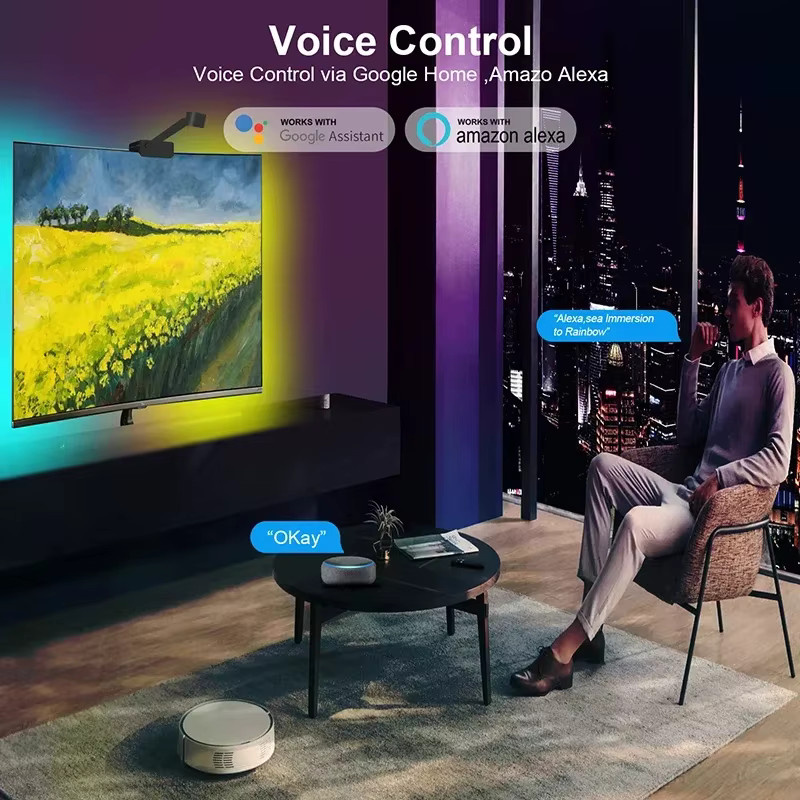 LeiiGeeGo RGBIC LED Ambilight für Fernseher mit AR-Farbraumsensor, USB TV-adaptives Hintergrundbeleuchtungs-RGB-TV-Sync-Lichtband mit App-Steuerung, Multicolour - Bild 3